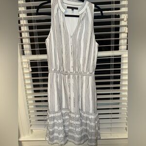 White House Black Market Black and White Button-Front Midi Dress